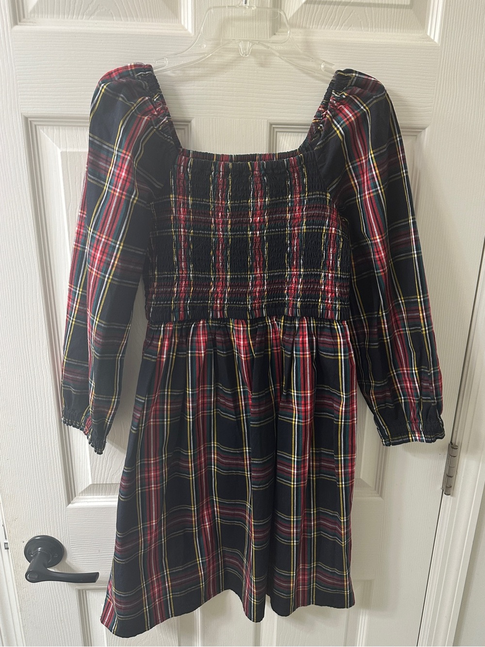 Crewcuts J.Crew Girls Tartan Plaid Smocked Dress Long Sleeve Size 10